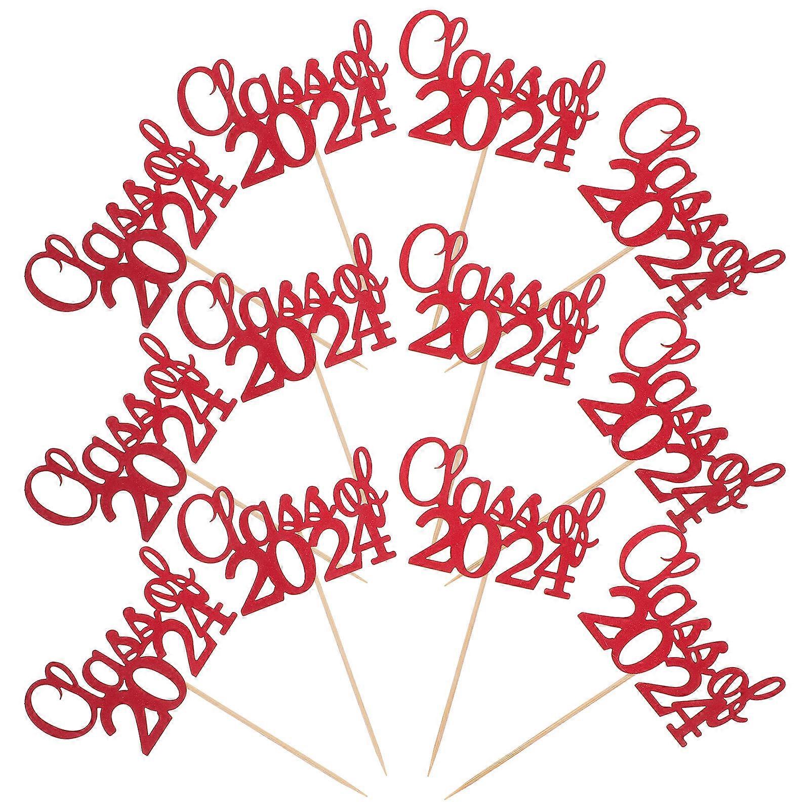 15pcs Class of 2024 Cupcake Picks for Graduation Party Cake Toppers and Grad Table Centerpiece