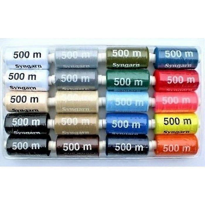 Sewing Thread Spools - Syngarn - 20 Spools - 500 m Each - 100% Polyester - Assorted Colors