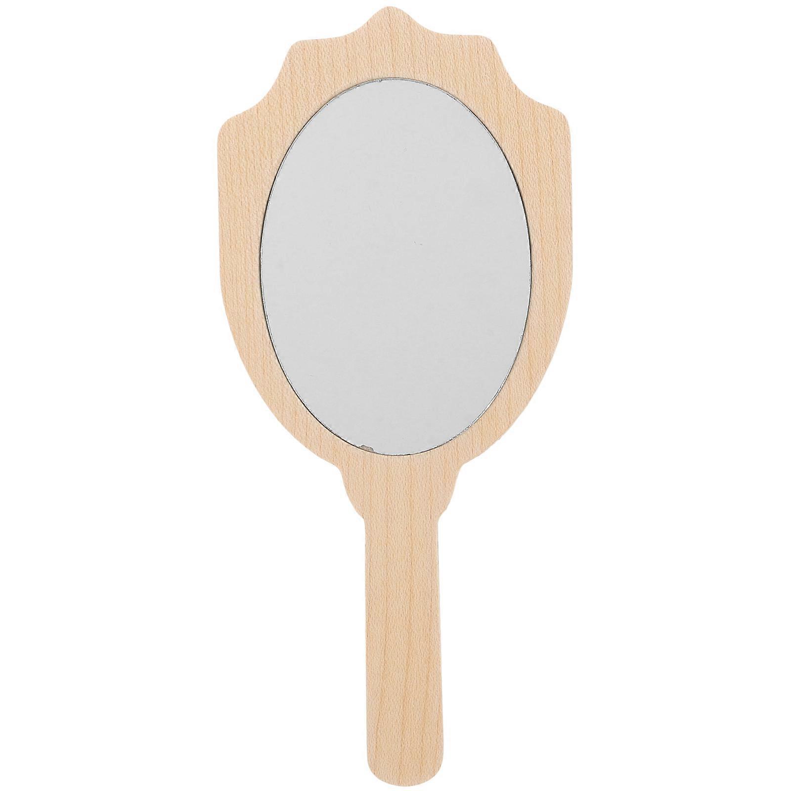 Vintage Hand Mirror with Wooden Handle for Home Use Practical and Durable Small Mirror 3.5 inches