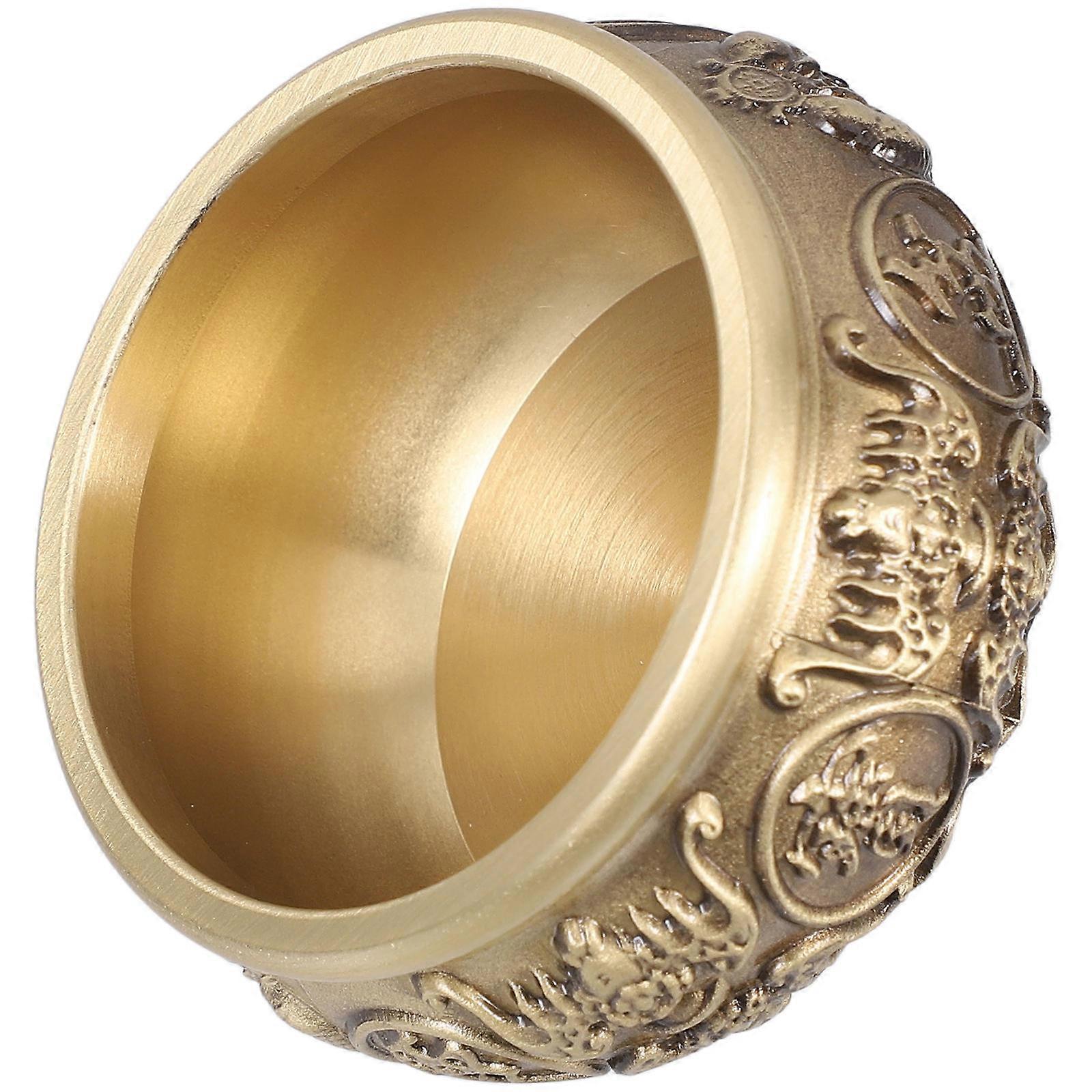 Golden Brass Treasure Bowl for Decoration with Design and Stable Bottom 4.72x1.57 Inches