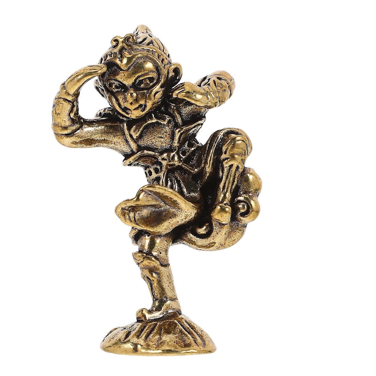 Golden Copper Monkey Desktop Ornament Symbol of Strength Artistic Craftsmanship for Decor 4.5x6.5 Inches