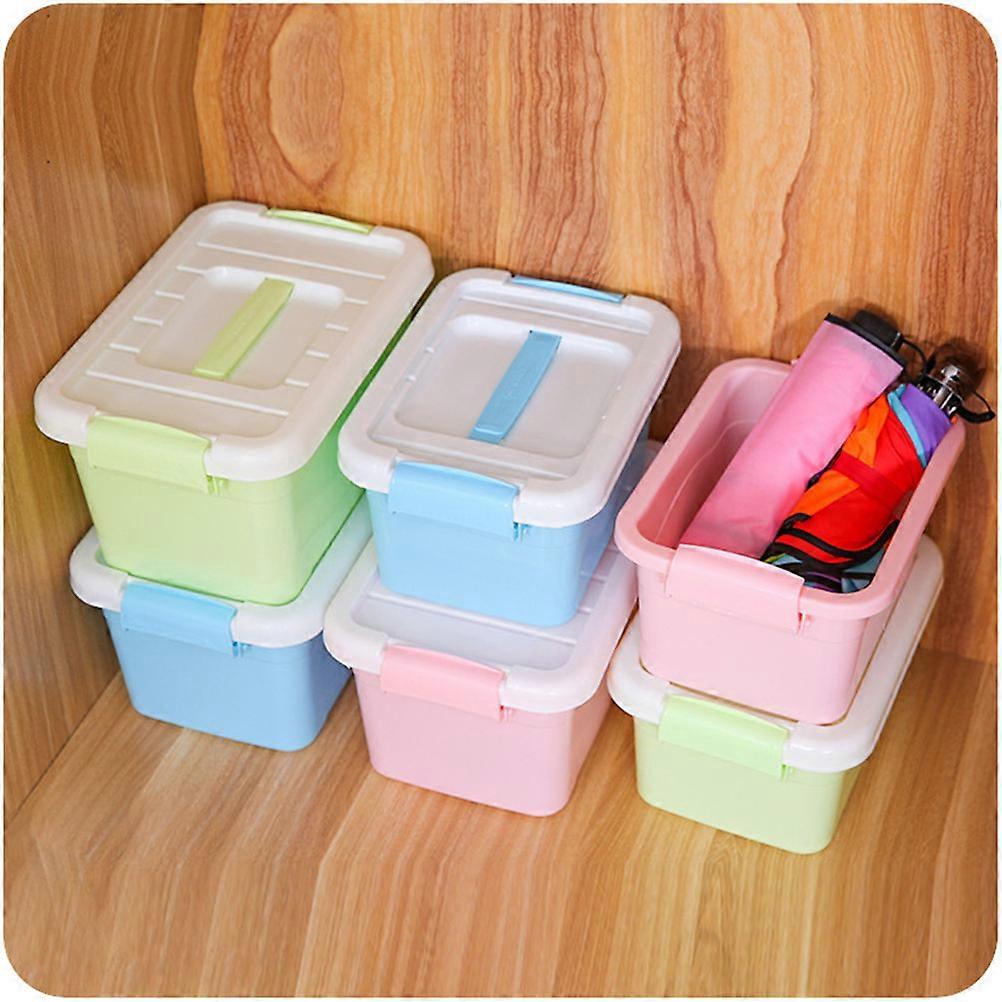 Colorful Portable Storage Box with Lid Plastic Cosmetics Container Household Storage Bins (Small Size) (Color)