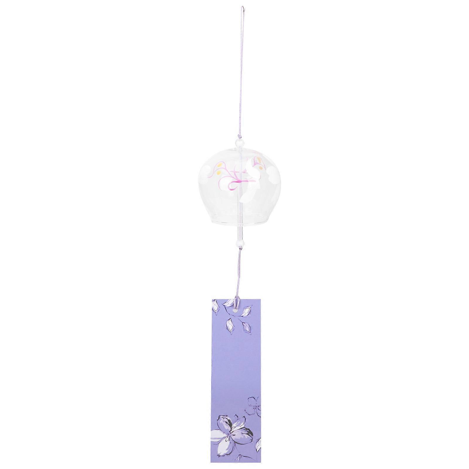 Violet Wind Chime Glass Bell Japanese Style For Home Interior 8X7Cm Sound Production 1Set