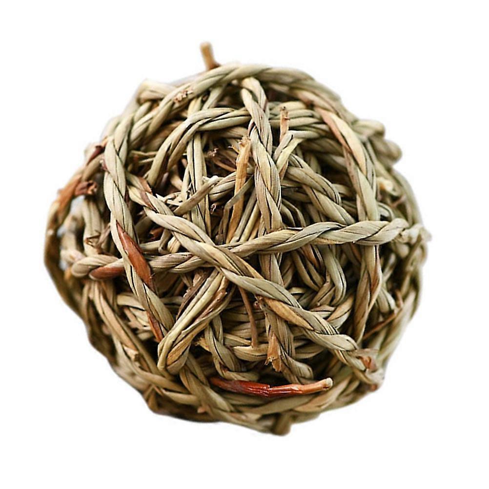 Yellow Woven Straw Ball Toy for Playing Use Safe and Nontoxic Hibiscus Material 1pc