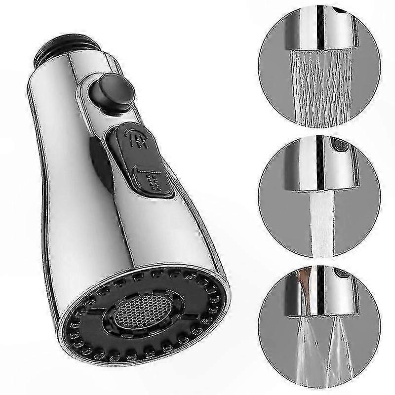 Electroplated Pull-Out Spray Head for Kitchen and Bathroom Faucets with Shower Function Replacement Part