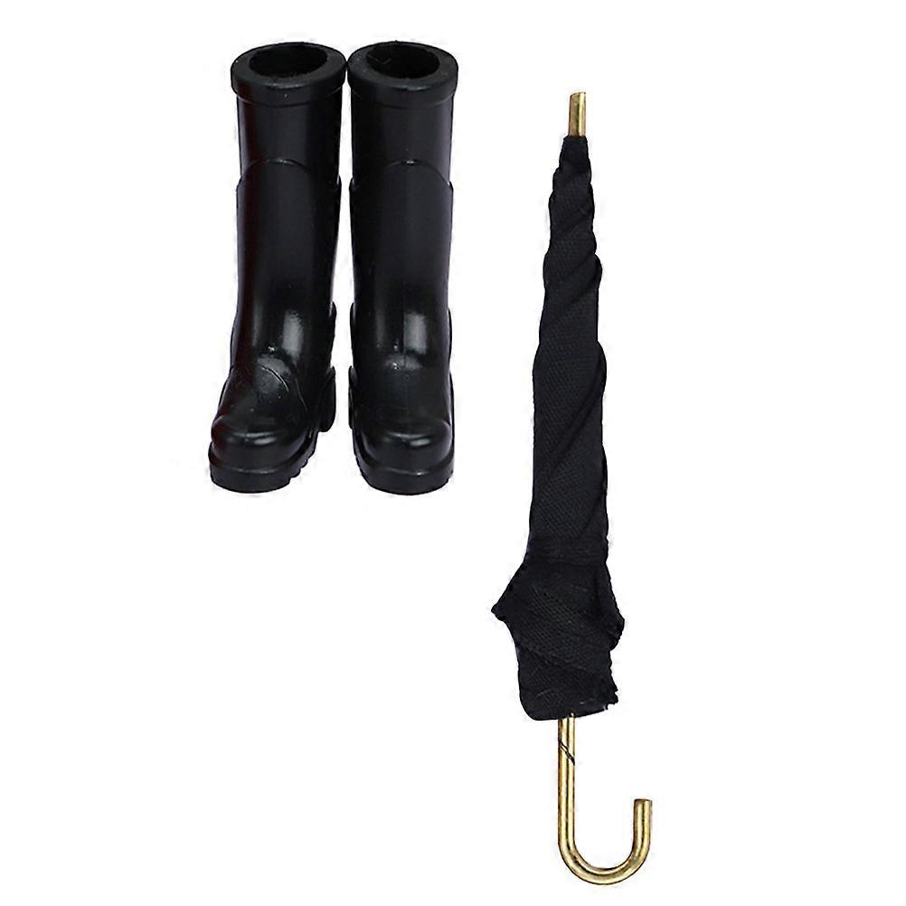Miniature Rain Boots and Umbrella Set for Dollhouse Decoration – Realistic Mini Furniture Prop with Fine Craftsmanship for Mini House Accessories and