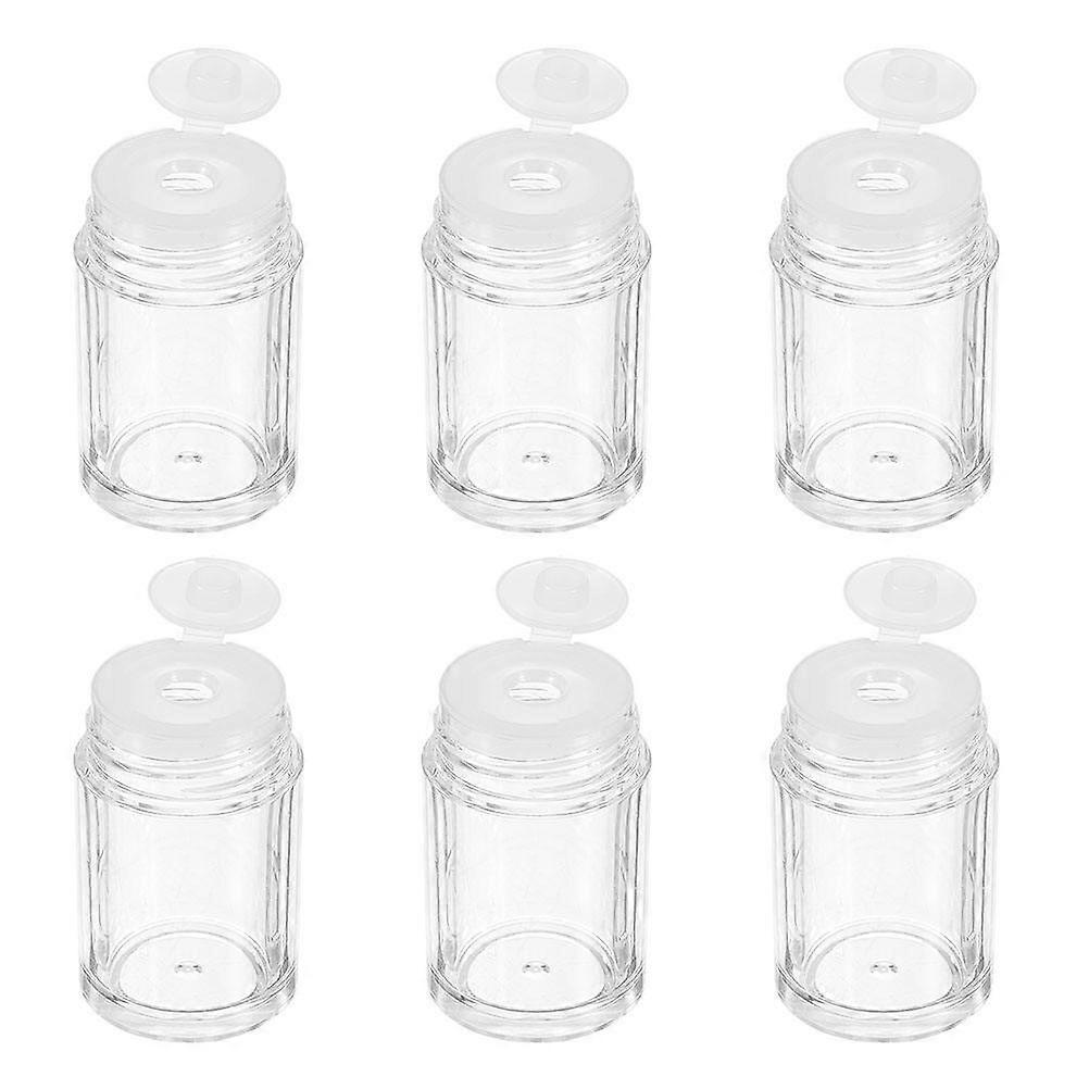 Transparent Plastic Loose Powder Bottles with Flip Lid for Storage 6 Pieces