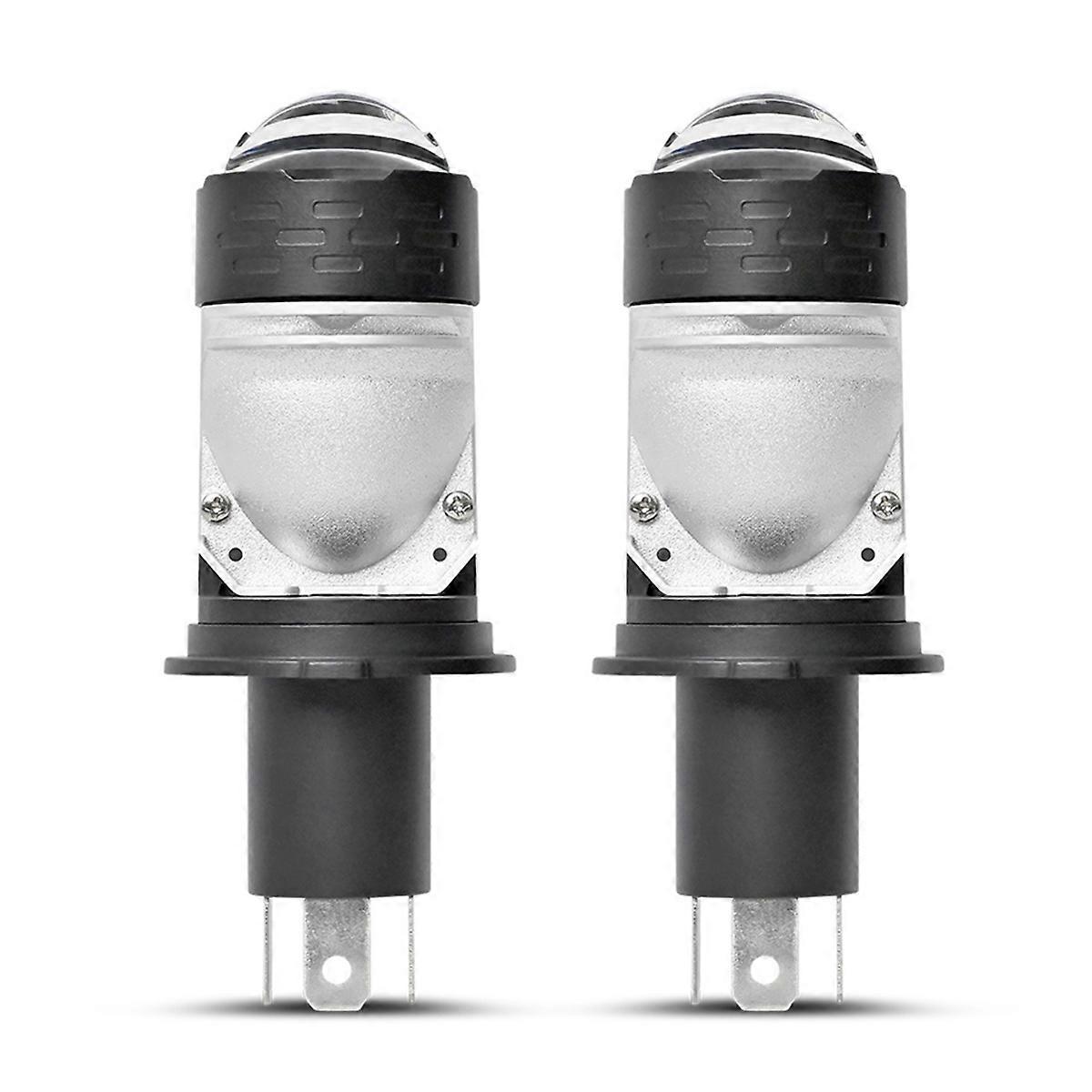 2Pcs H4 Led Headlight Bulbs Lens Plug&Play Dual Lens 12V for Motorbike Car Integrated High&Low Beam