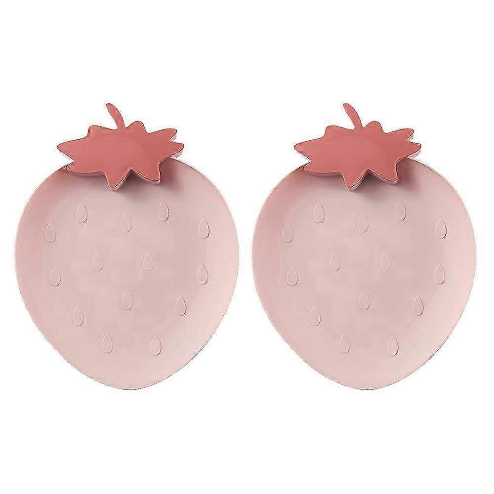 Set of 2 Strawberry Plastic Snack Plates - Cute & Functional Dining Dishware for Parties, Picnics, and Everyday Use