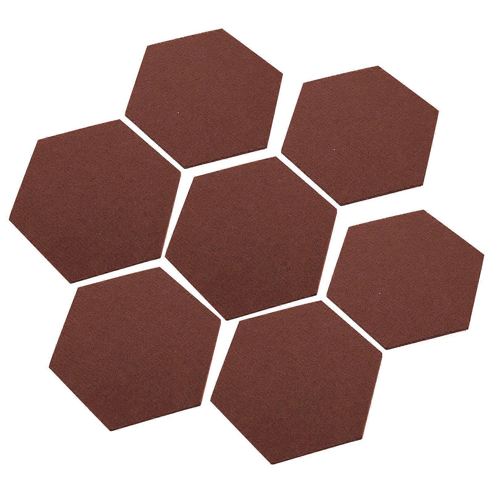 Memo Board For Wall Felt Hexagon Wall Board Tiles Decoration Soundproofing Coffee 4.7×4.7×0.2in 12Set