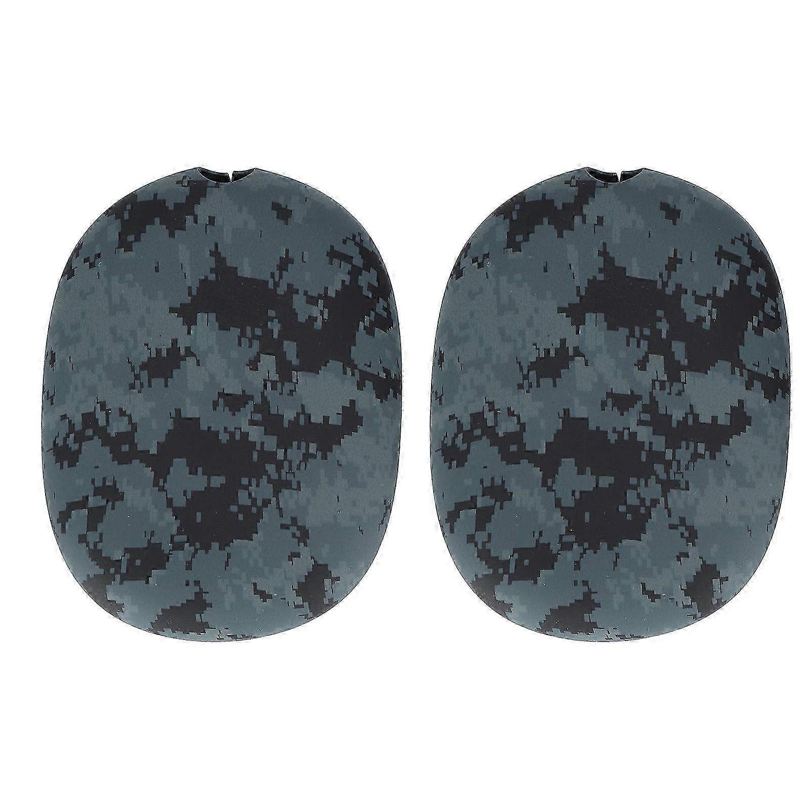 Shockproof Silicone Protective Case for Bluetooth Headphones - Digital Camouflage Grey Cover Compatible with iOS Devices