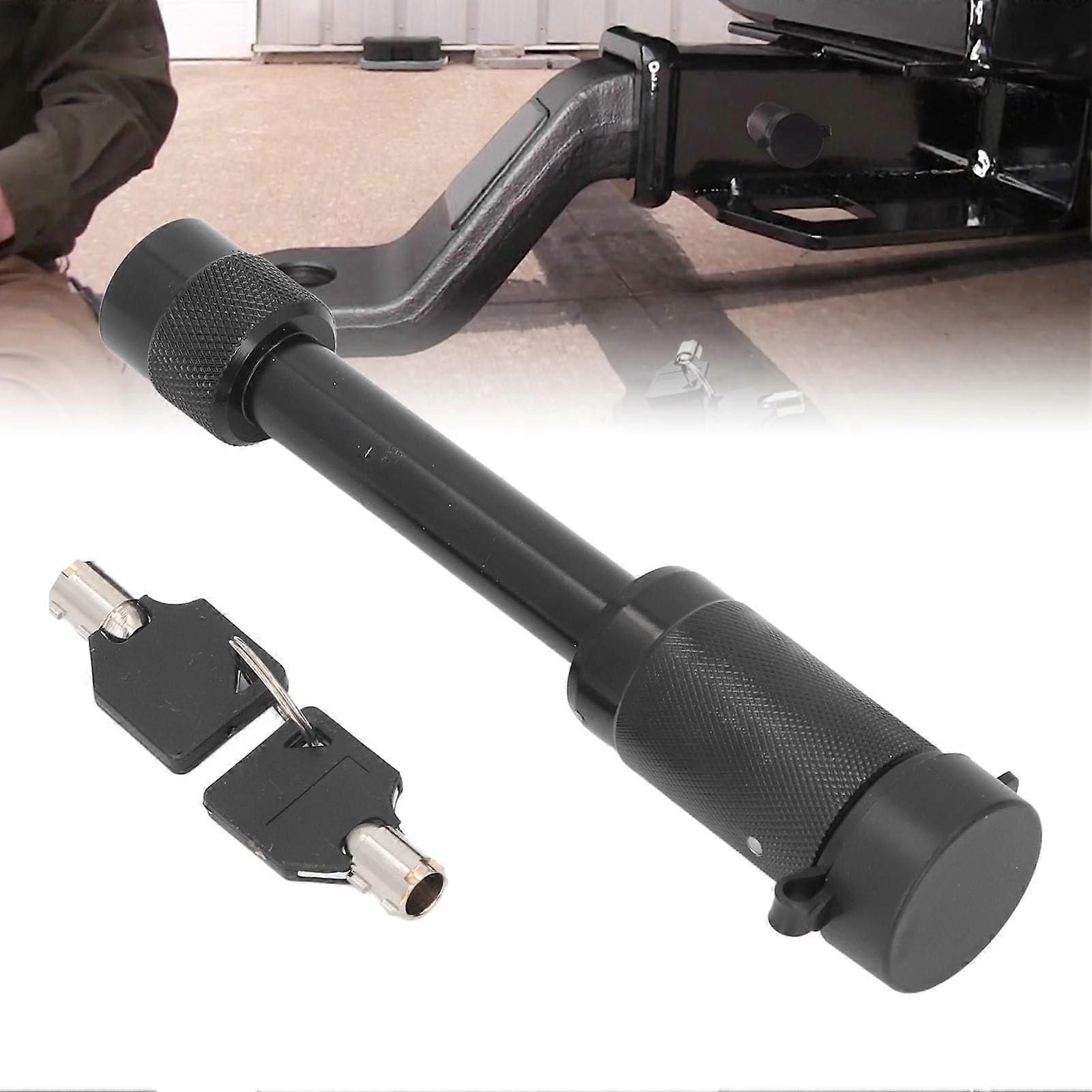 Trailer Hitch Receiver Locking Pin With Key, 30,000 Lb Capacity, Zinc Alloy, Weatherproof Cover, Class III/IV, Black