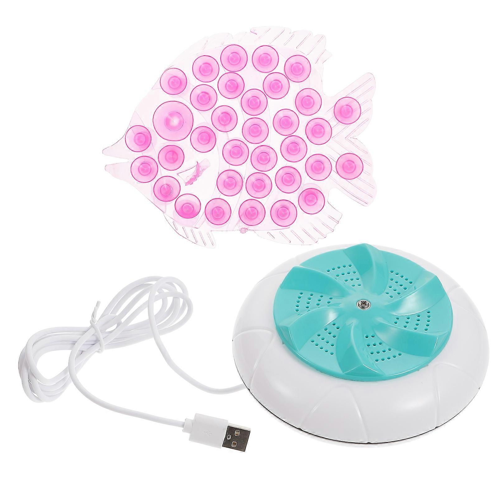 Mini Ultrasonic Washer Portable Travel Washing Machine Rectangular Shape Cyan Blue Plastic For Families 1Set