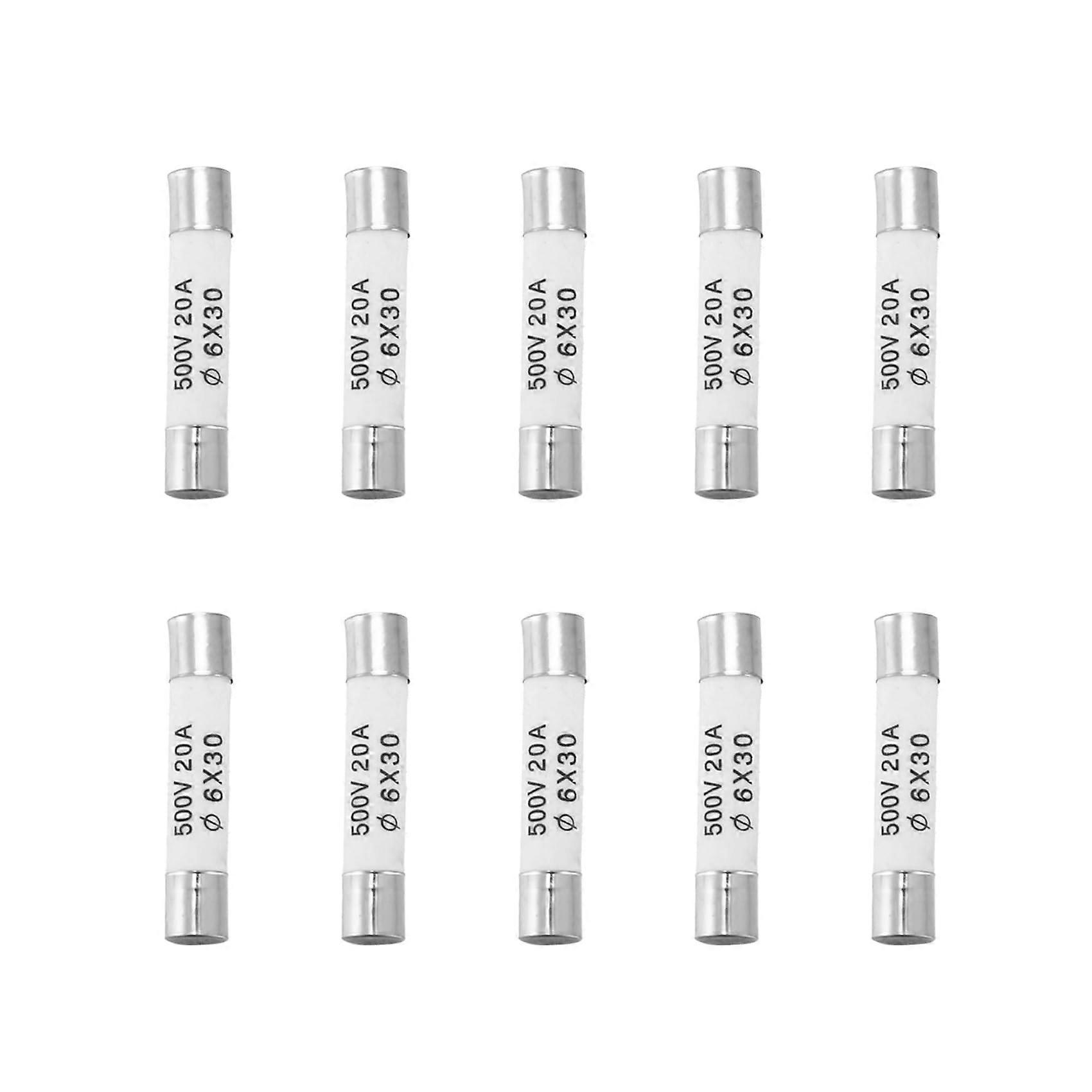 10 pieces 6mmx30mm 20A fastacting ceramic fuse connection 500V