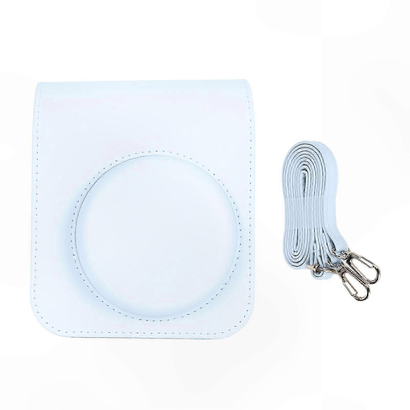 PU Leather Camera Case with Adjustable Strap for Instant Camera, Blue Protective Bag for Mini 12 Model