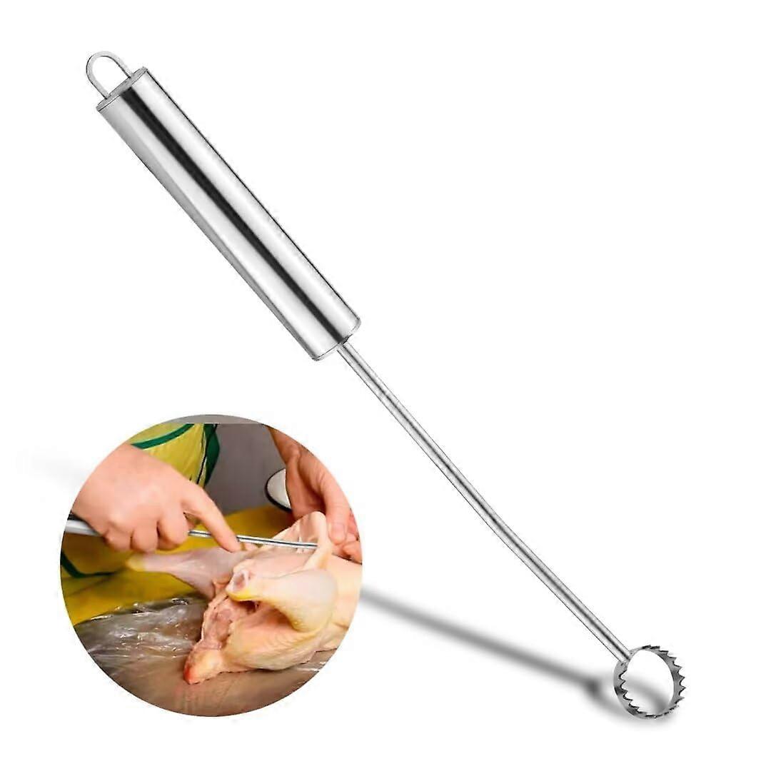Stainless Steel Lung Remover Tool, Angled Head Poultry Scraper with Ergonomic Handle for Efficient Chicken Processing