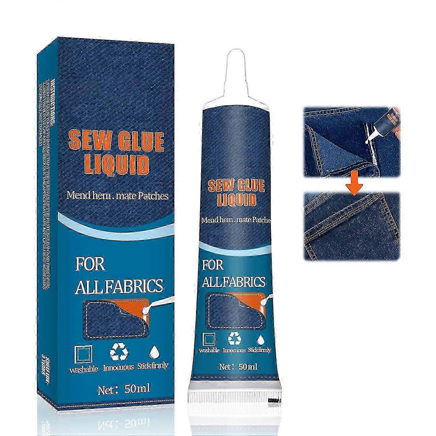 Colle à coudre de réparation de chiffon 50ml, Colle à coudre liquide, Colle à coudre multi-tissu à séchage rapide, Colle à tissu fo