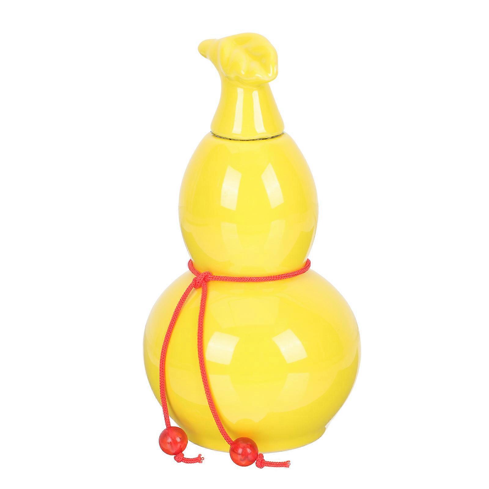Ceramic Container with Lid Multi-Function Kitchen Storage Holder 100ml Oval Yellow Dust-Proof 1Pack