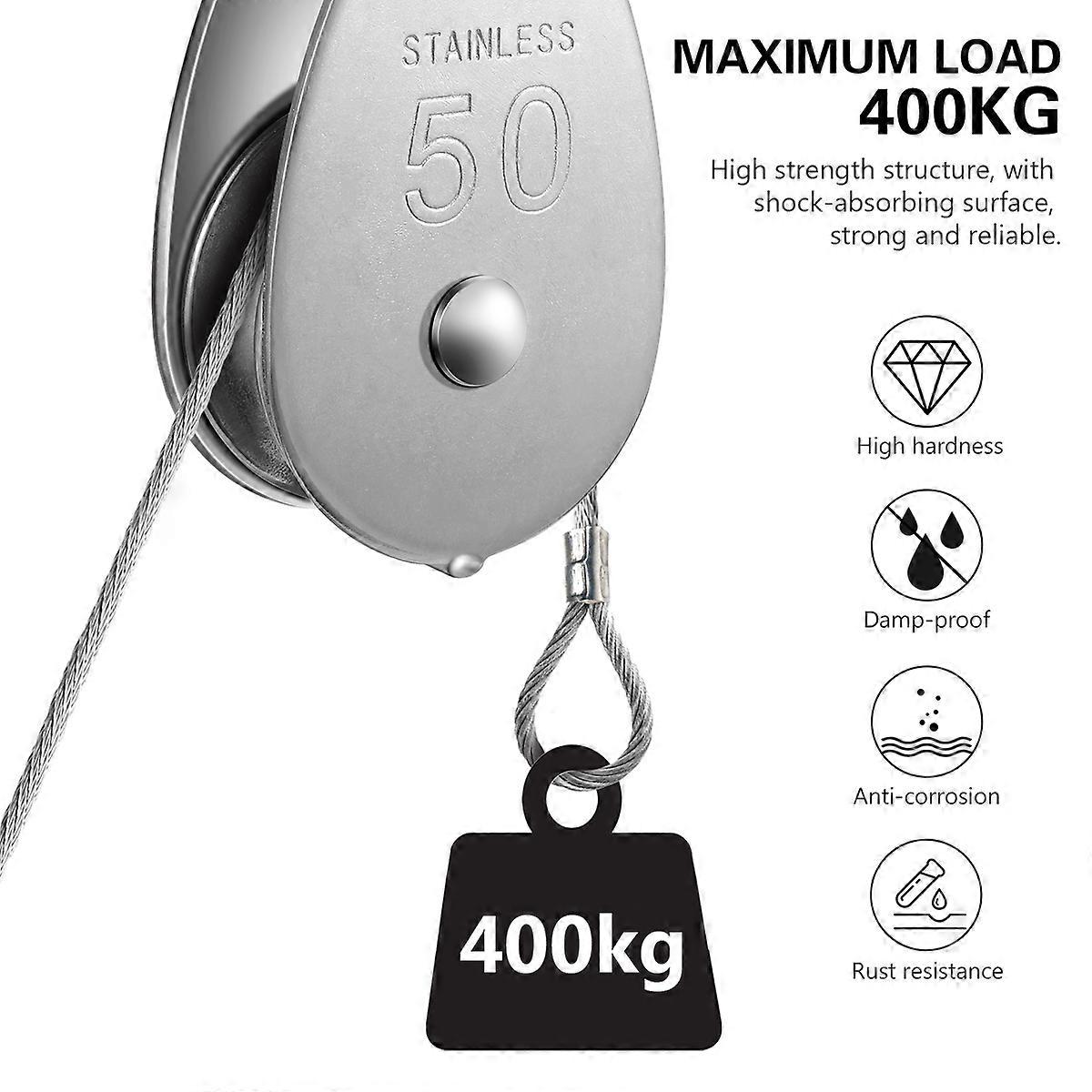 Single Wheel Swivel Pulley Block with Stainless Steel Material for Heavy Duty Use 400kg Capacity