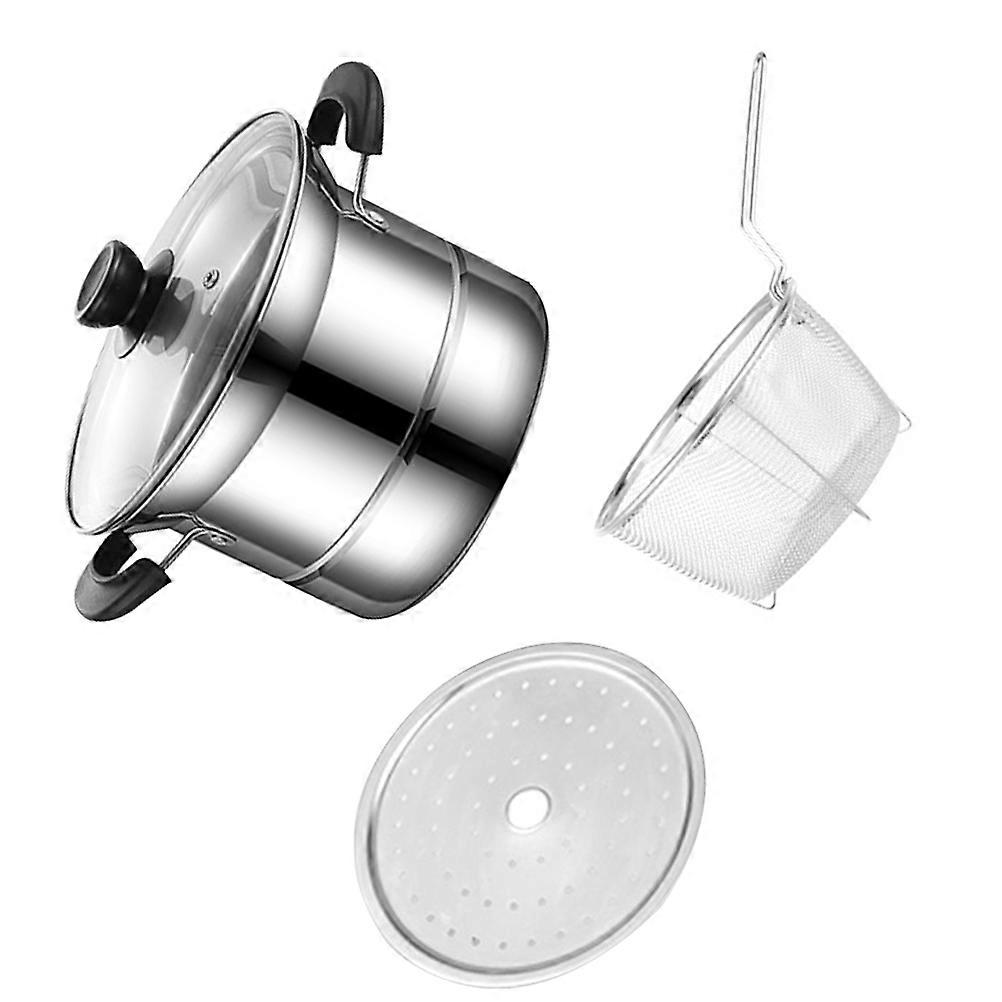 Silver Stainless Steel Stock Pot for Home Cooking NonStick Easy Clean Portable Small Size 1 Set
