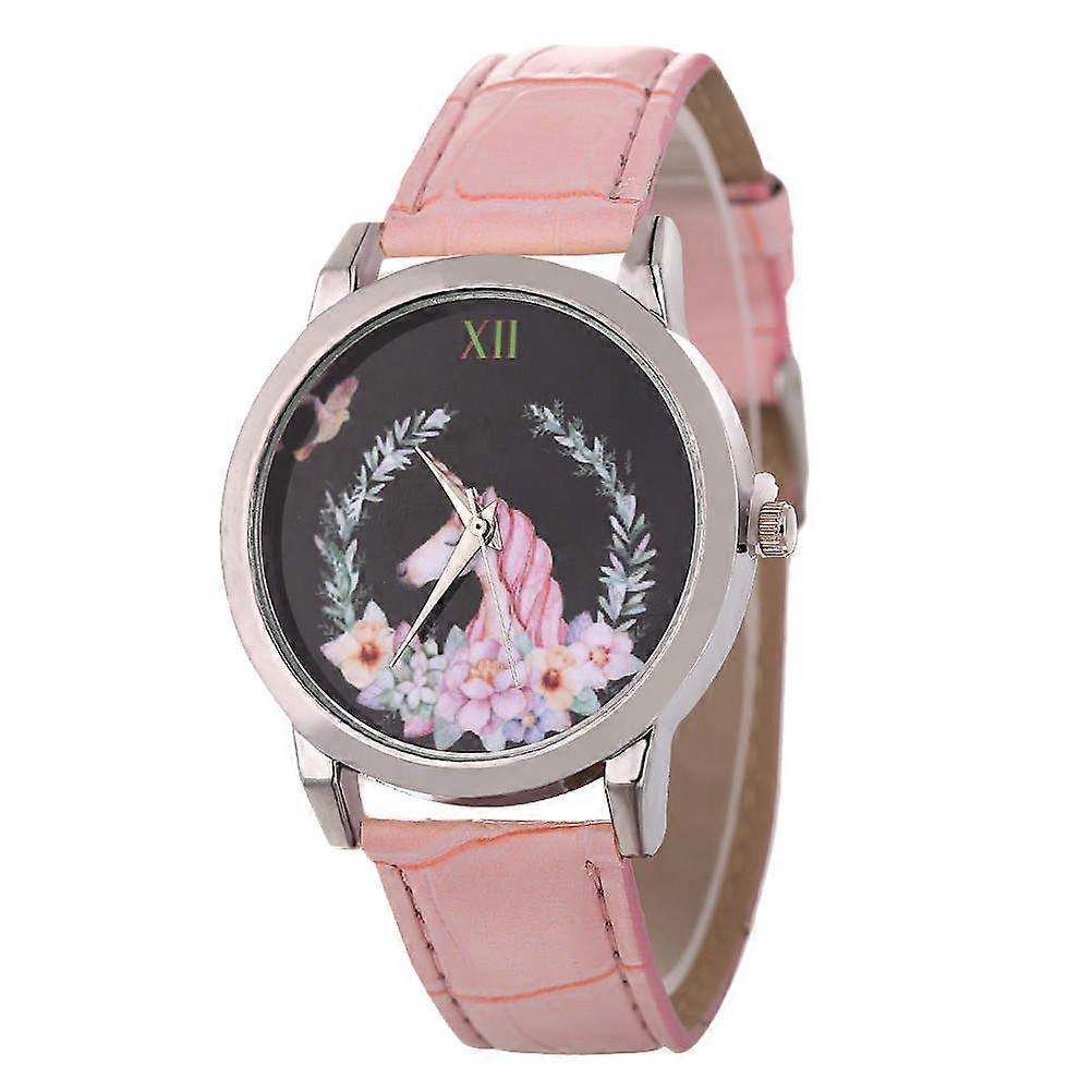 Unicorn Pattern Belt Watch For Children In Pink Color With Adjustable Strap For Everyday Use 1Set