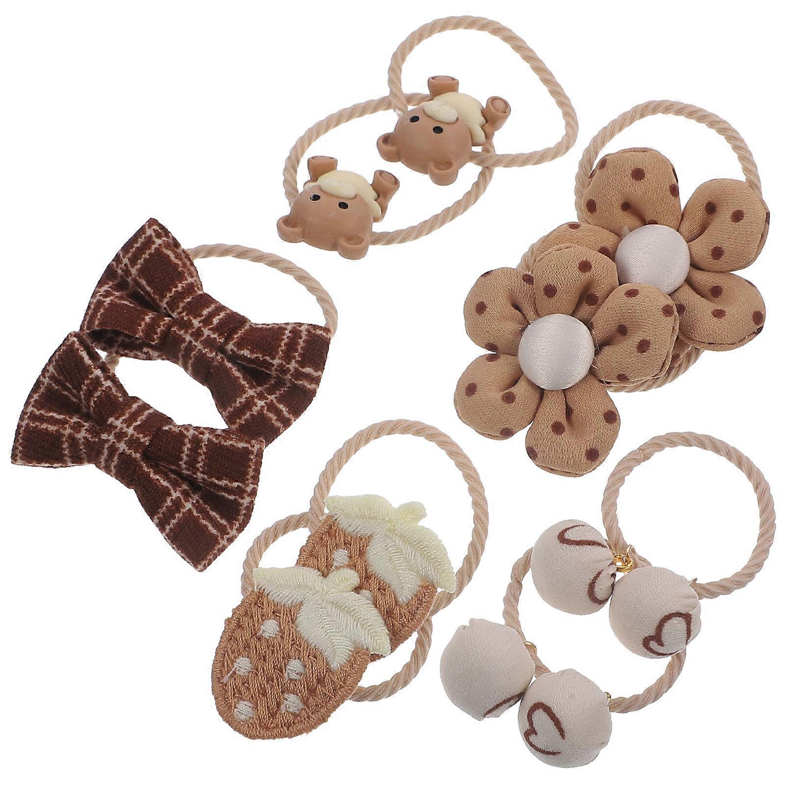 5 Pairs Delicate Hair Ties For Girls Assorted Color Elastic Hair Ponytail Holders For Birthdays