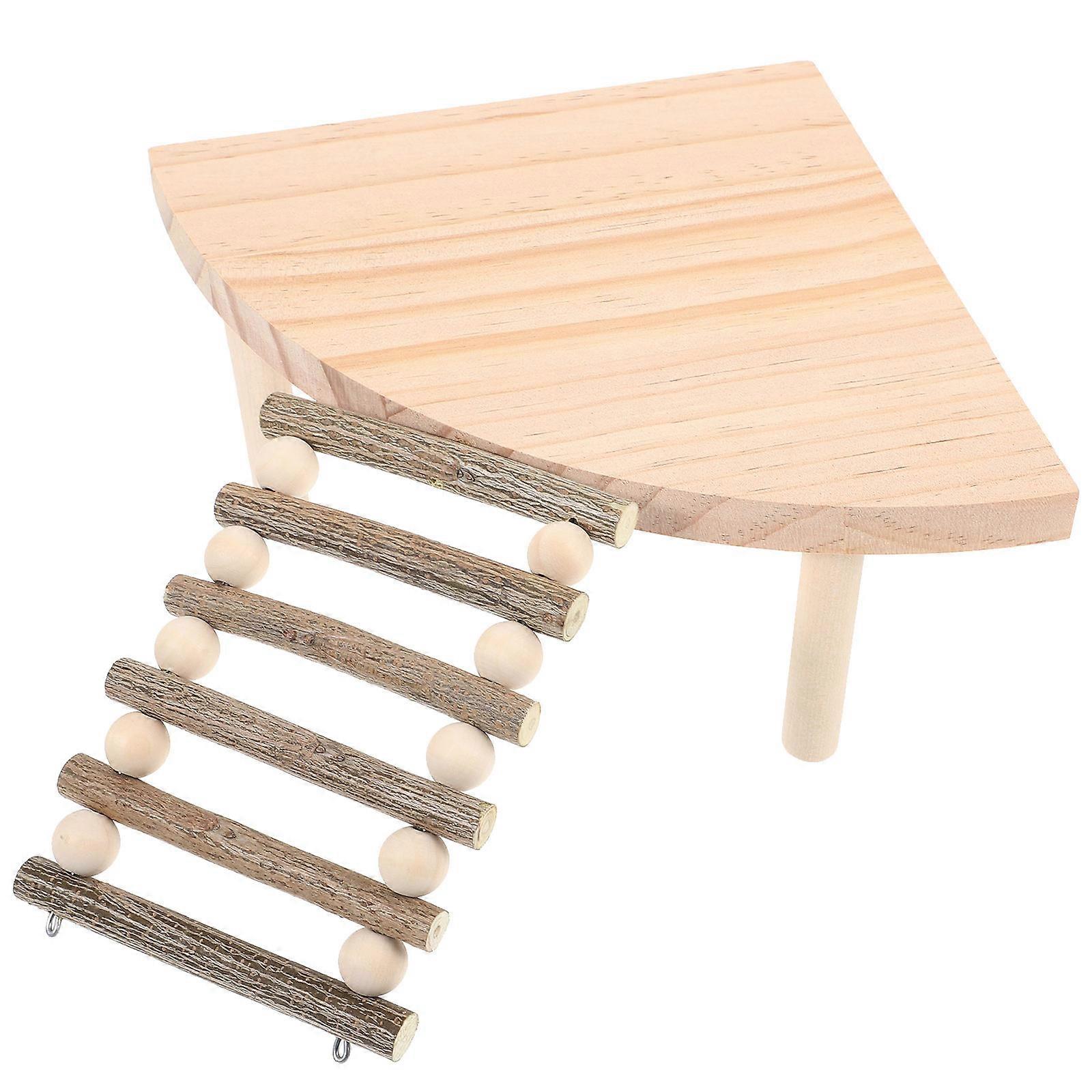 Wooden Hamster Platform with Ladder 1 Set Climbing Toy for Hamster Cage
