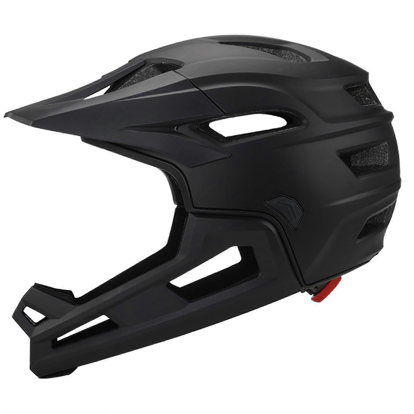 Mountain Bike Helmet Full Face with Removable Chin Rest and Visor Adjustable Black