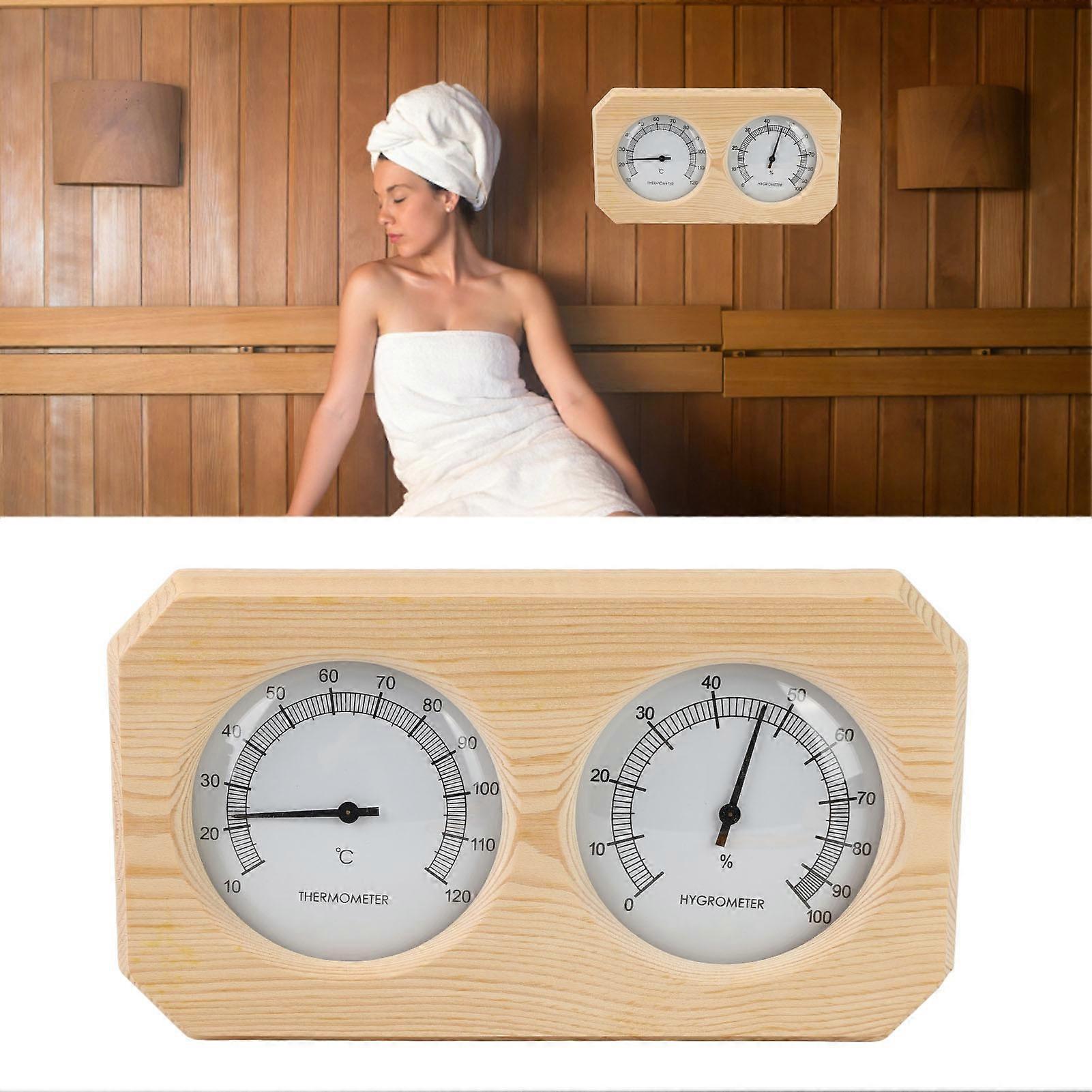 Wooden Thermometer Hygrometer for Sauna Room Double Dial Pointer Type Temperature Humidity Meter 