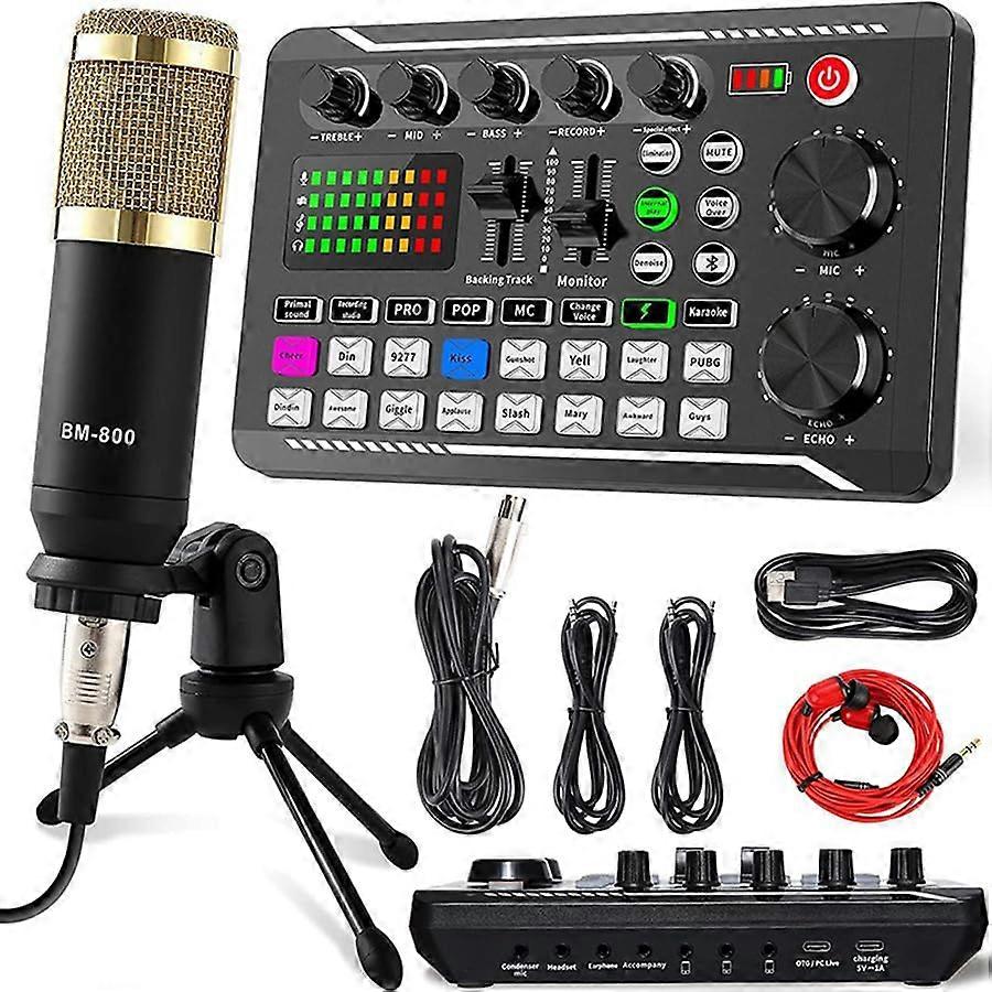 DJ Mixer Condenser Microphone With Tripod Stand Podcast Equipment Pack And Professional Audio Mixer Kit
