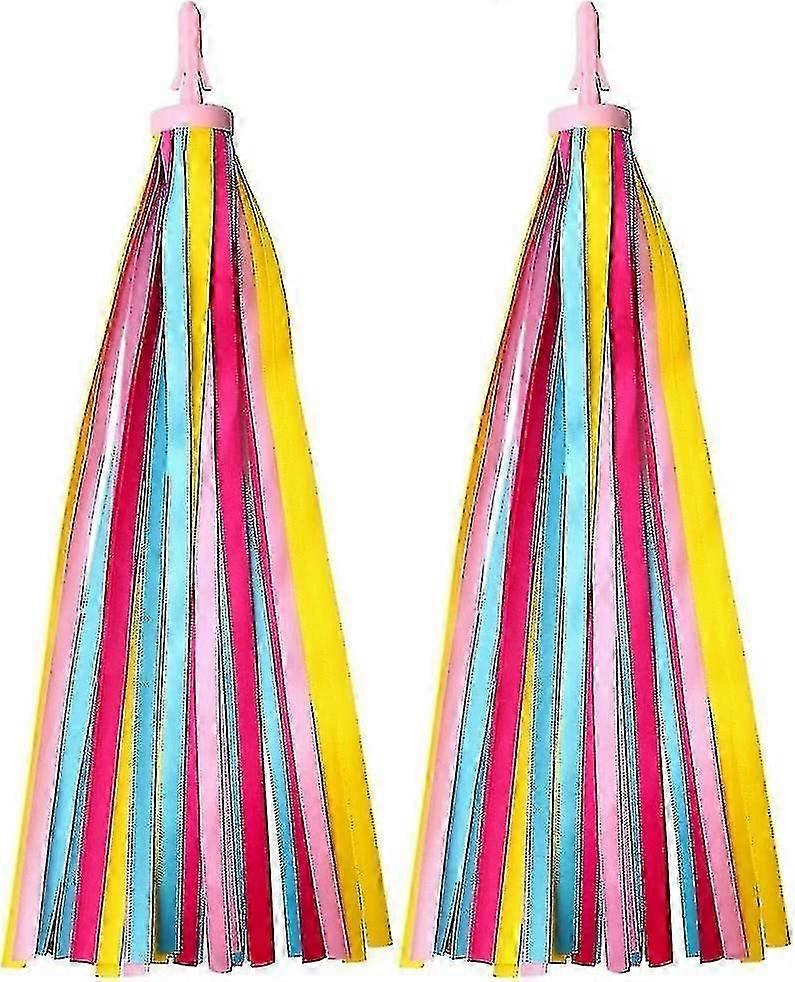 Çocuk Bisikletleri ve Scooterlar için 1 Çift Renkli Gidon Püskül Akışı