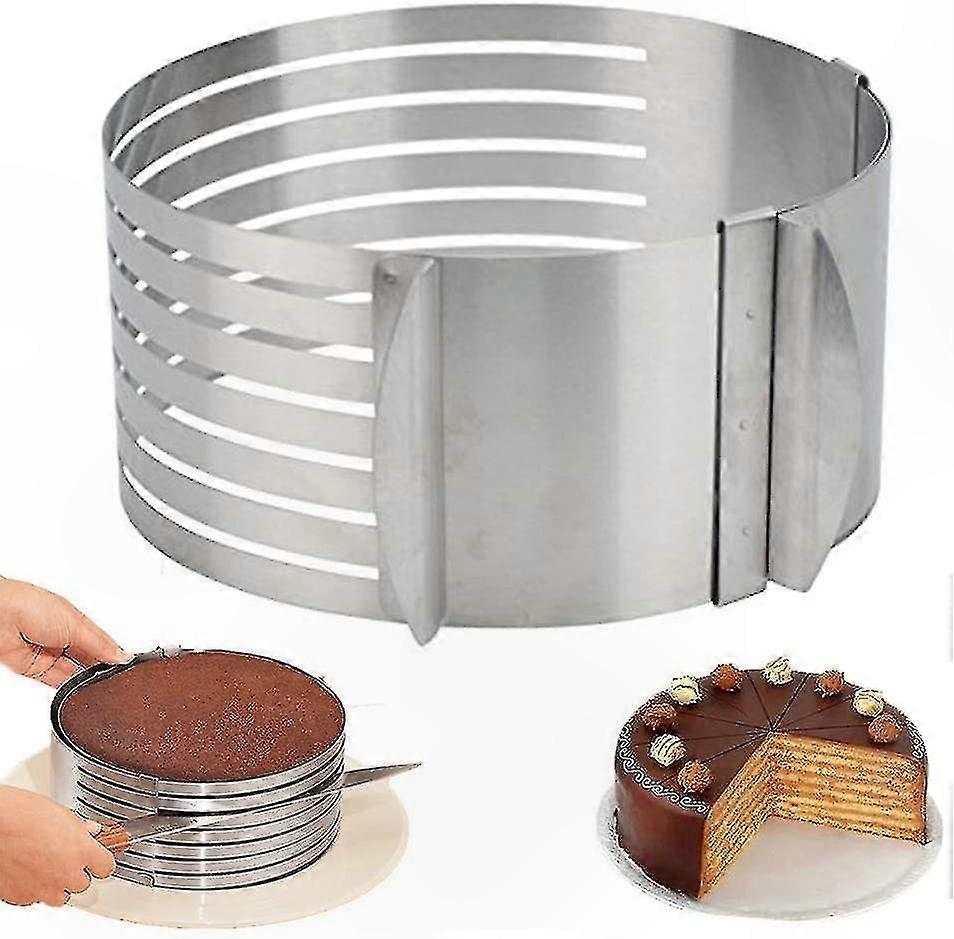 Adjustable 7-Layer Cake Slicer with Ring Cutter for Mousse and Layered Desserts