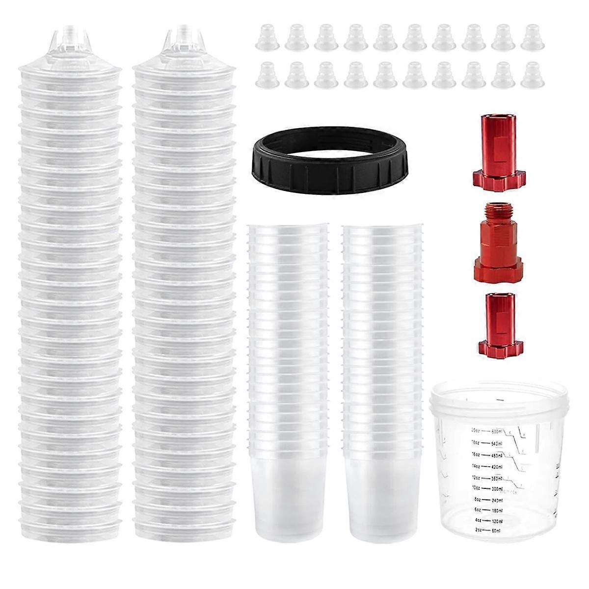 Disposable Paint Cups for Automotive Paint, HVLP Paint Mixing Cups 20 Ounce (600ml) Kit with Cups a