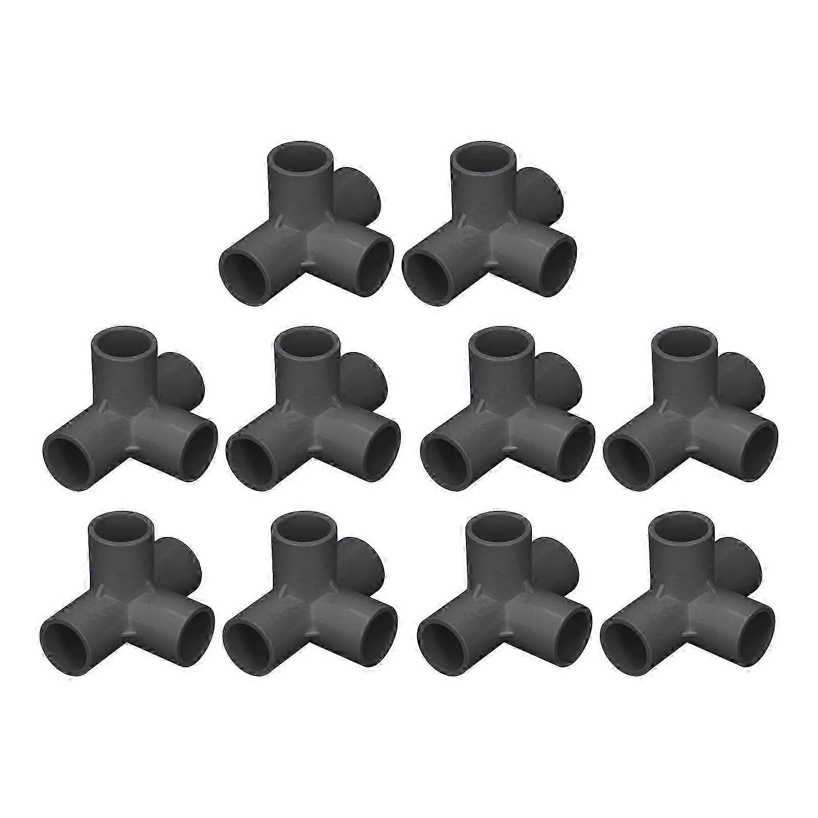 10PCS Pipe Fitting Connectors PVC 0.8in Pipe Splice 4 Way Elbow Fitting for Funniture Tent Connection Black