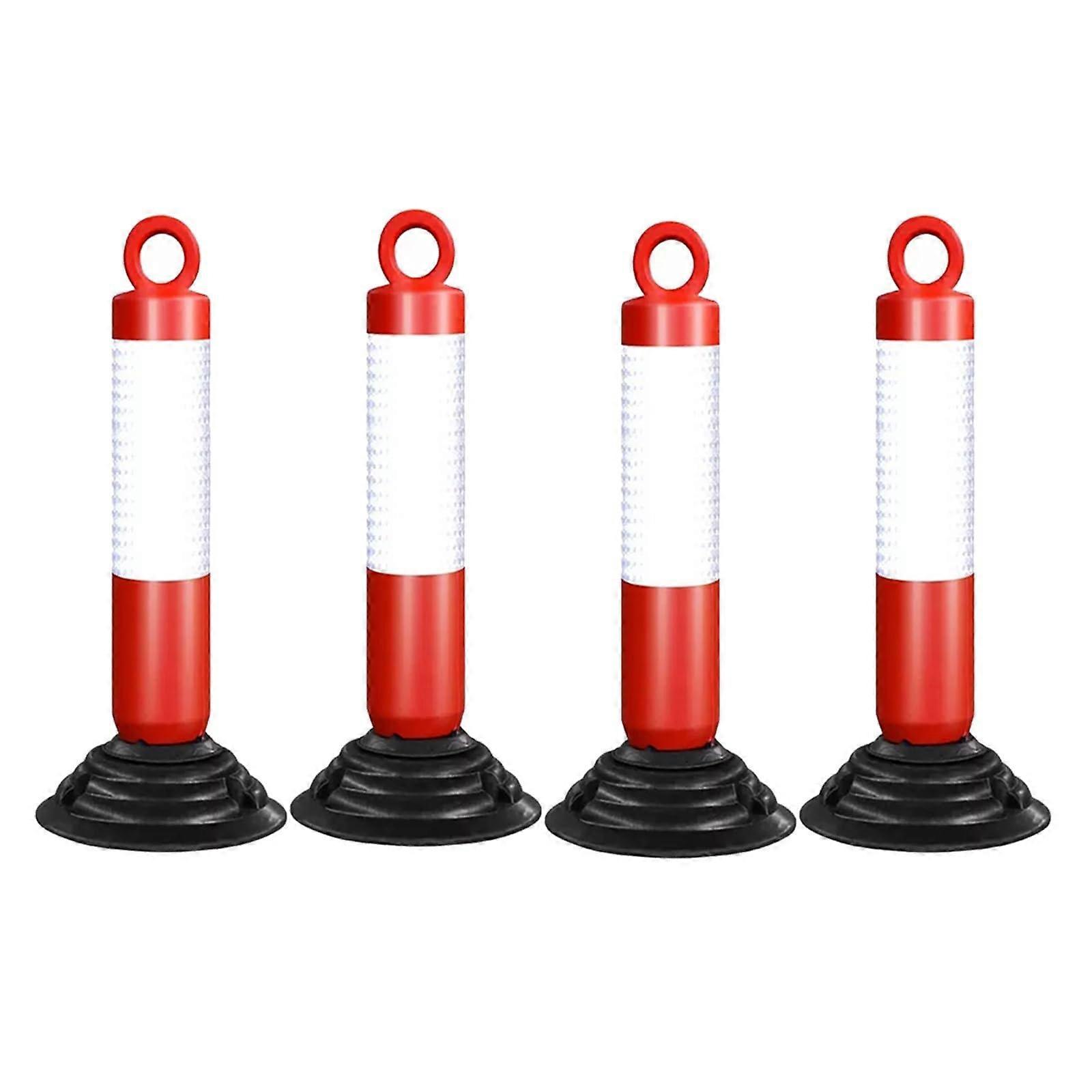 Traffic Cone Reflective Delineator Post for Crowd Control Detachable Stanchion Bollard, 4 Pcs, 80 cm Tall