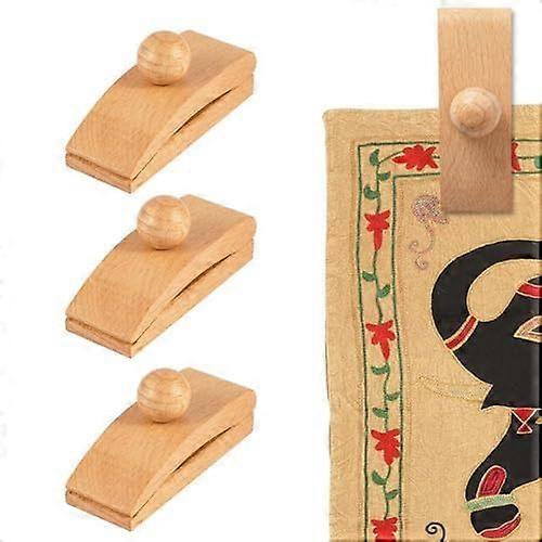 Wooden Tapestry Hanger Clips 4Pcs With Screws Beechwood 8x3x4.3cm Quilt Wall Hooks For Tapestry Display