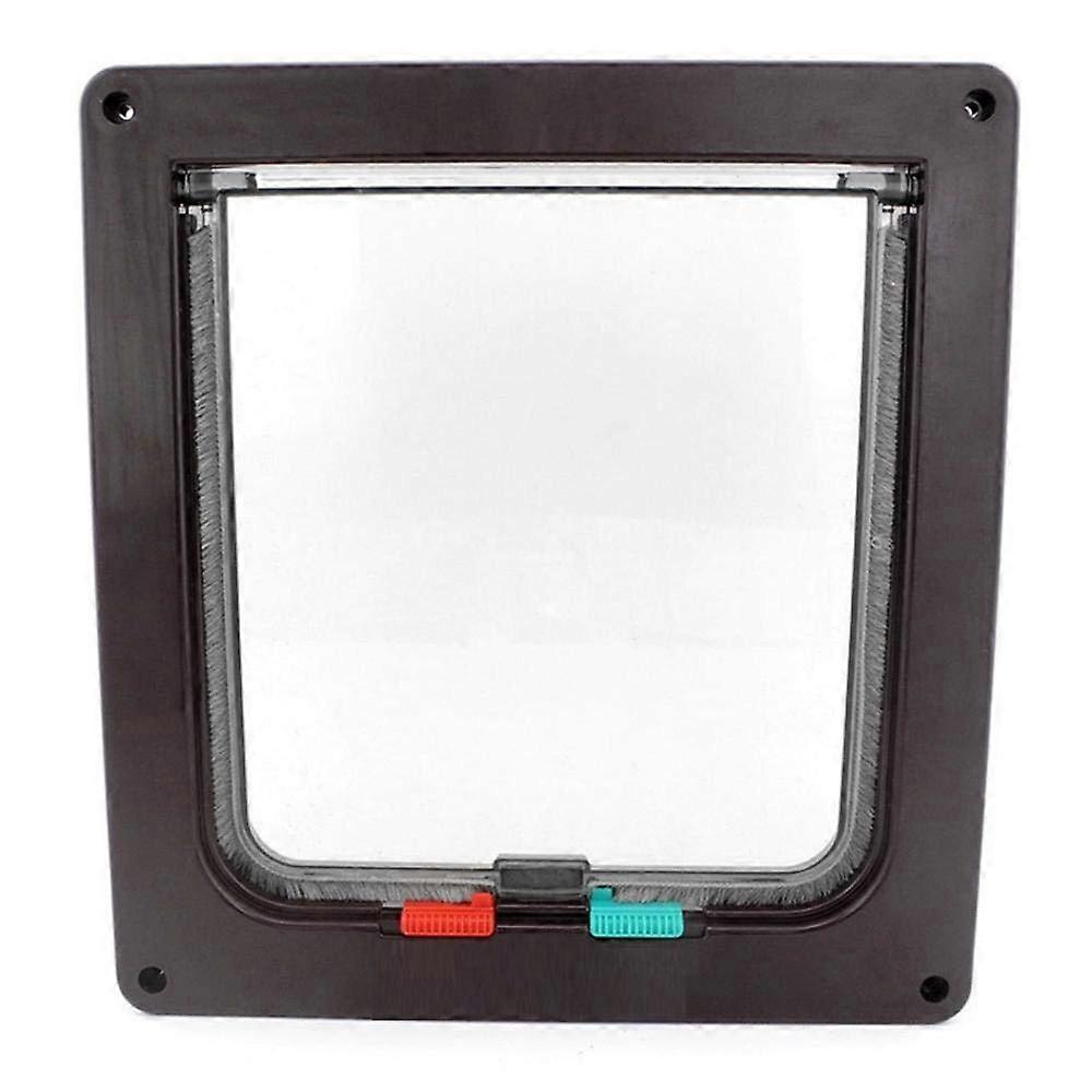 Pet Door M Size Waterproof 4 Way Locking Cat Dog Flap Brown