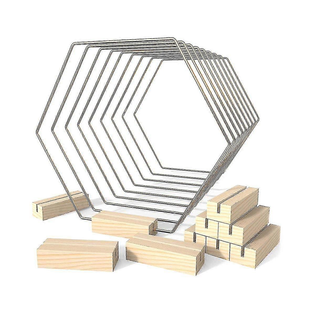 9.1-inch Hexagonal Metal Ring Decorative Set, 10-piece, DIY and Durable