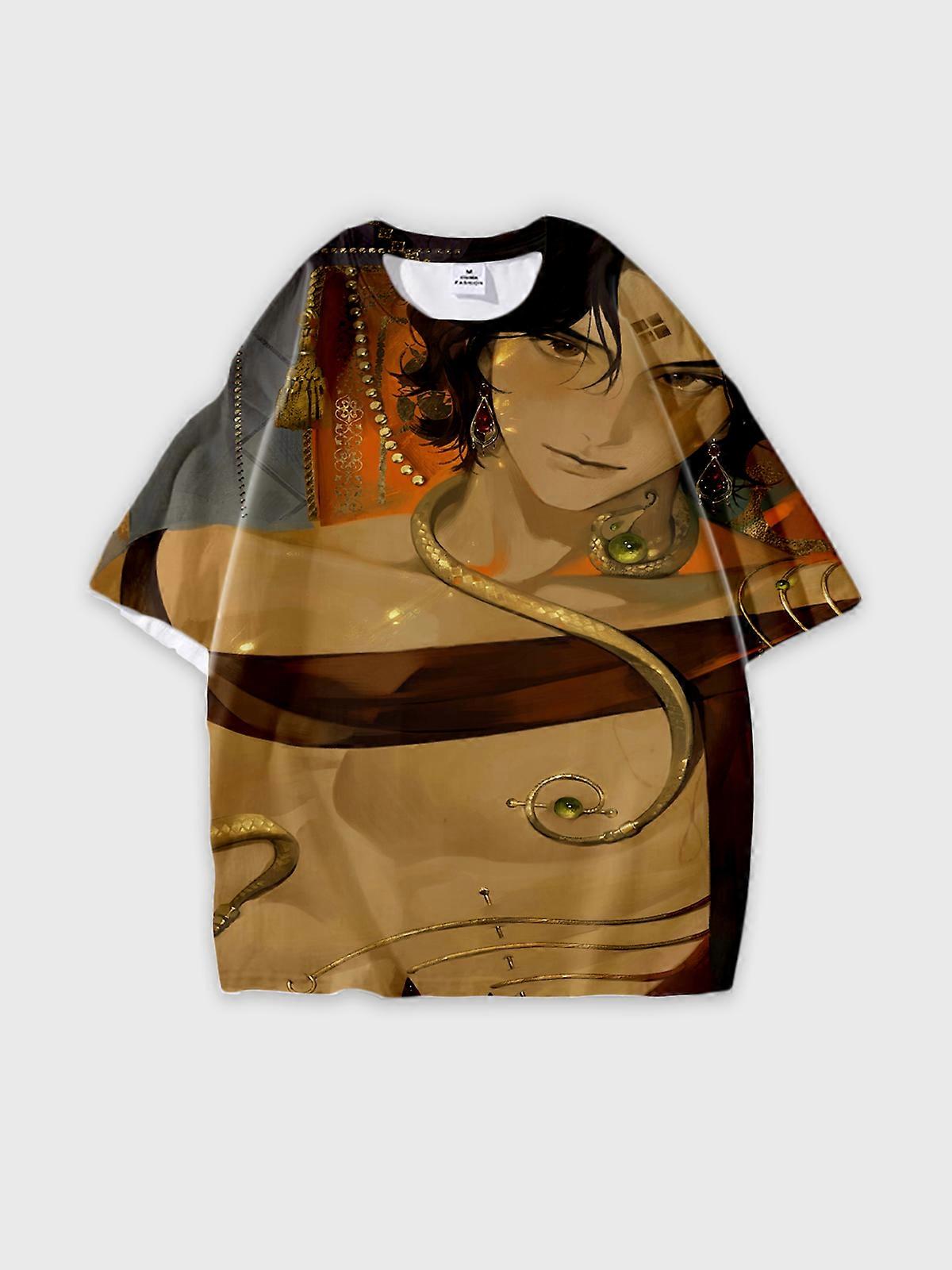 T-Shirt Round Neck, Loose Short Sleeve Sultan’s Game Graphic Tee, Unisex Summer Casual Top V3017
