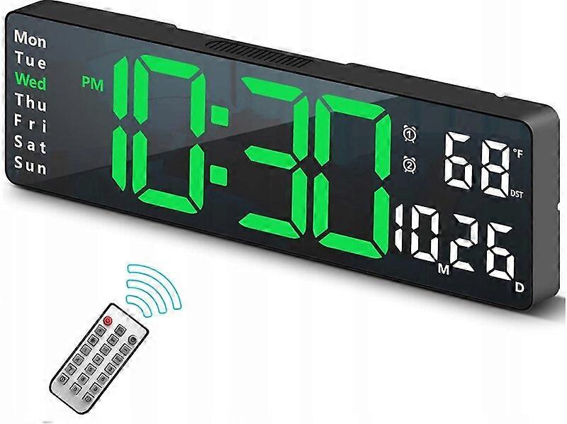 Digital wall clock with temperature display and ten-level brightness adjustment