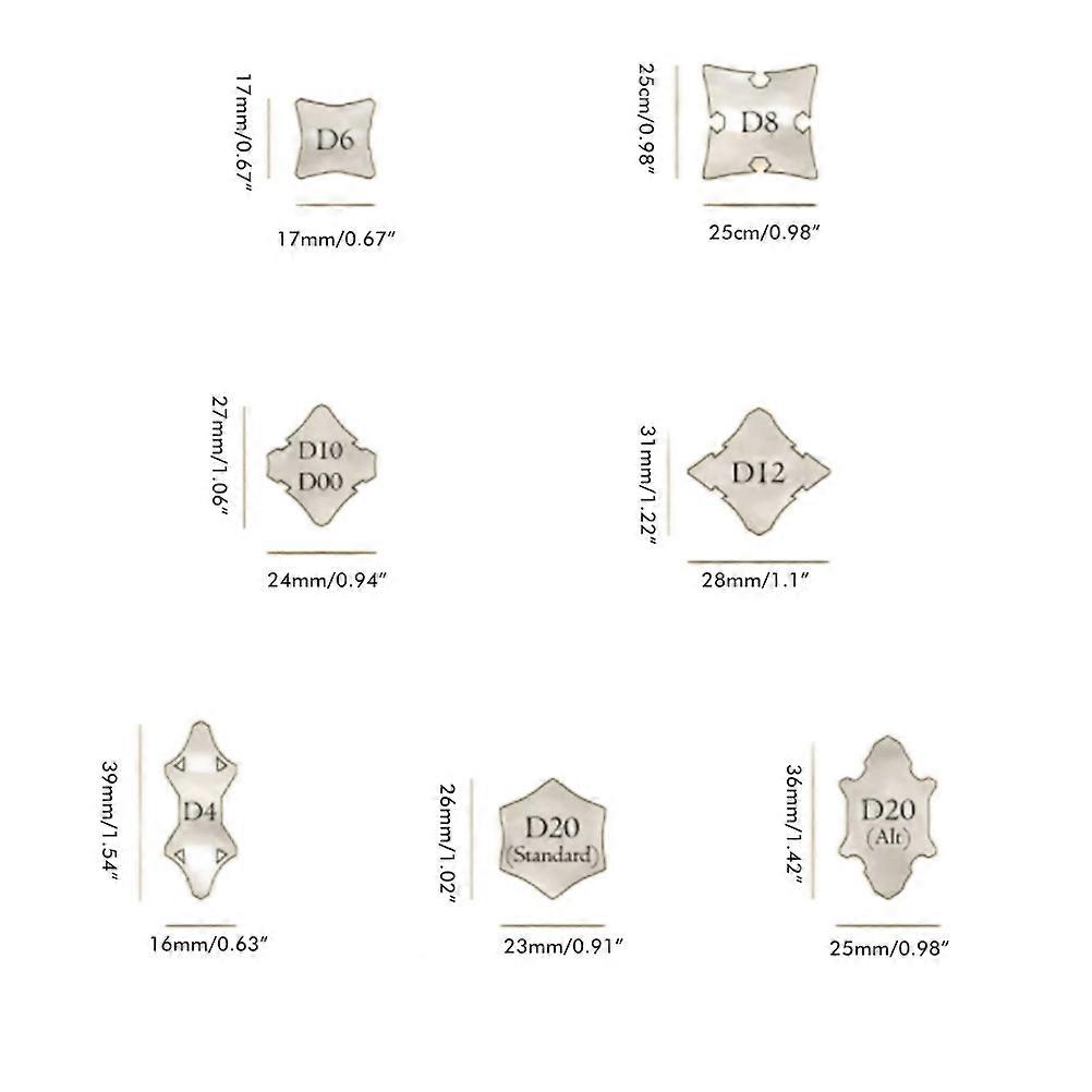 7 Pcs Alloy Polyhedral Dice Set Pinwheel Design Grey/Gold/Silver