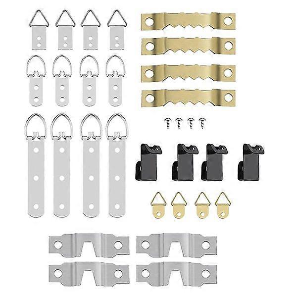 68 Pcs Picture Frame Hanging Hooks for Wall Mount, Photo Hangers Kit, D Ring & Serrated Hooks with