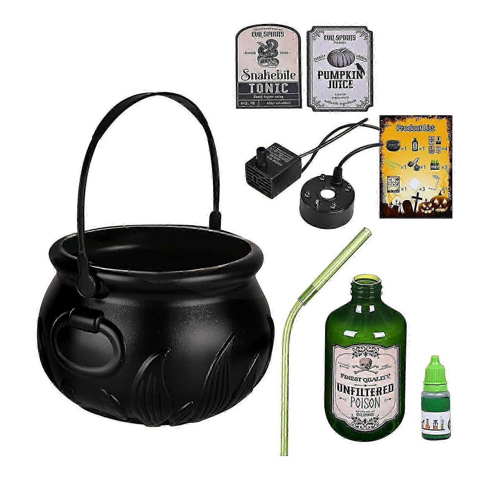 Magic Floating Potion Cauldron with LED Mist Maker Diffuser Hocus Pocus Bowl Halloween Decor for Spooky Home & Party