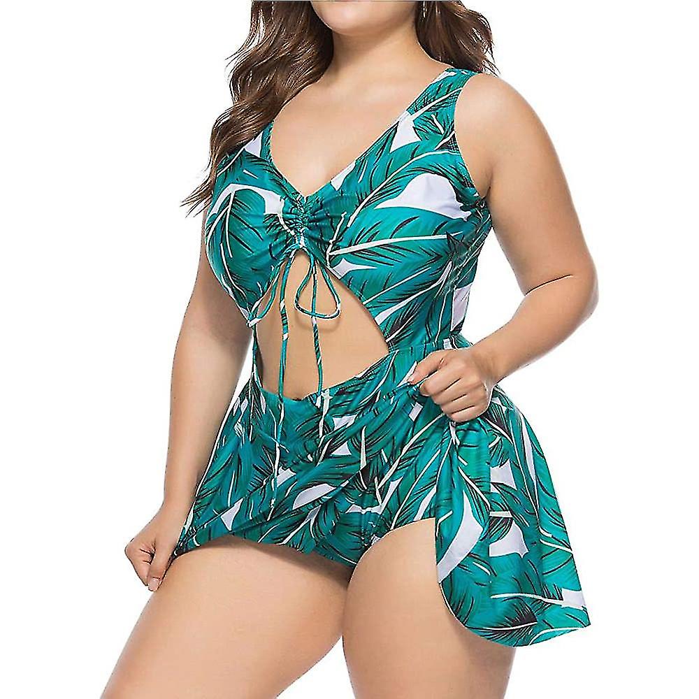 Dhrs Plus Size Floral Print Halter Badkläder Ett stycke Pin Up Tankini Sw