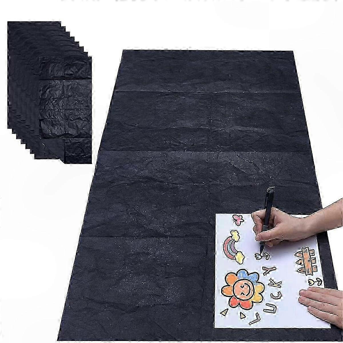 Black Graphite Transfer Paper, 8 Sheets Waxed Tracing Paper for Art Projects, 41x20 Inch Large Carbon Sheets for Crafting and Design