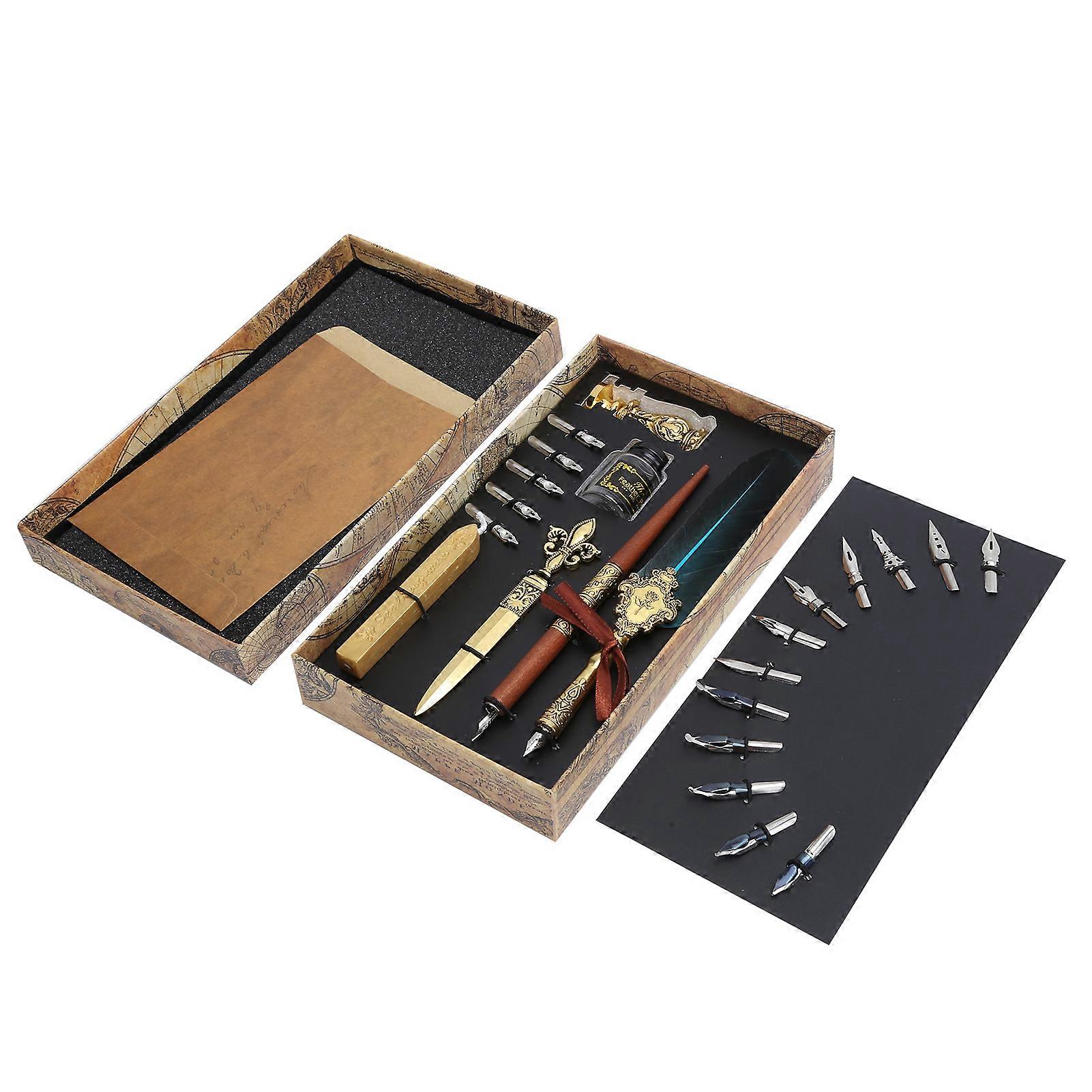 Fountain Pen Set Calligraphy Writing Drawing Nib Dip Pen Kit Vintage Art Craft Collection SP248011R Lake Blue