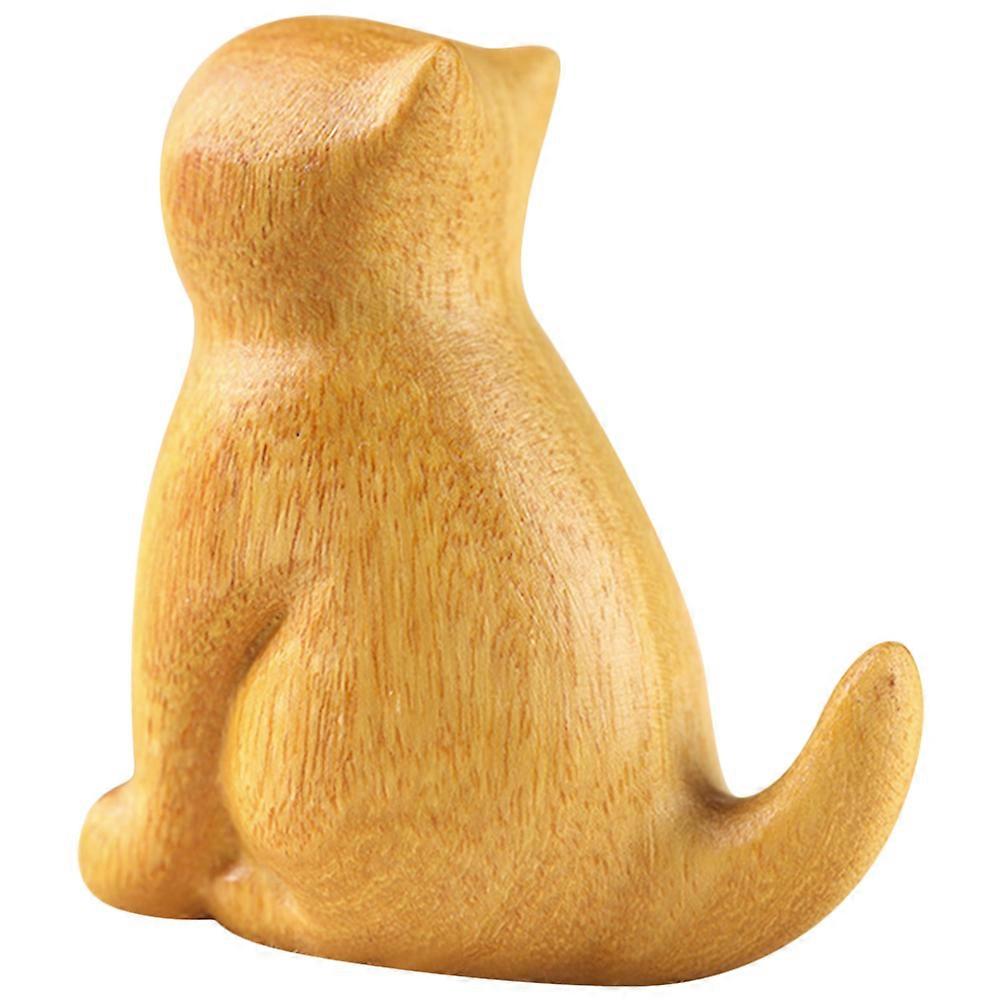 Wood Cat Sculpture Artistic 3Pcs Small Sitting Kitten Statue for Display