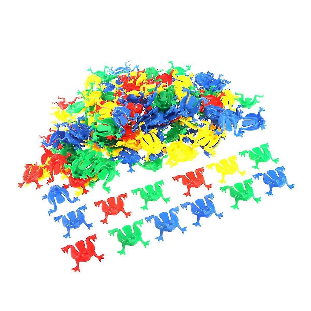 Jumping Toy Plastic Frogs for Kids Playing 144Pcs Assorted Color Leap Toy