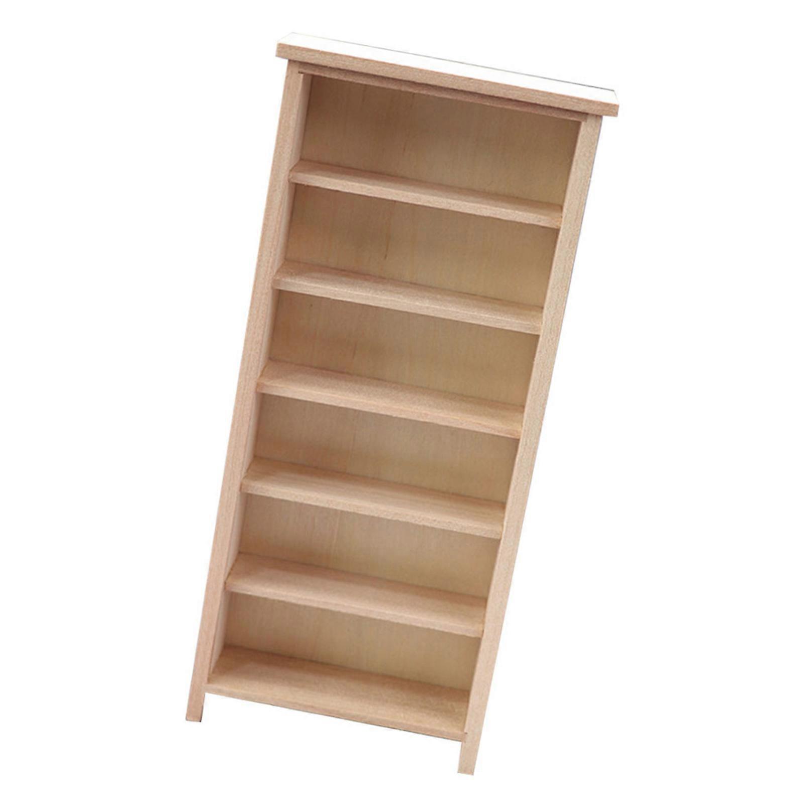 Bookshelf Model Beige 19.50X9.10X3.70CM Wood Synthetic Material for Display in Dollhouse Room 1Pc