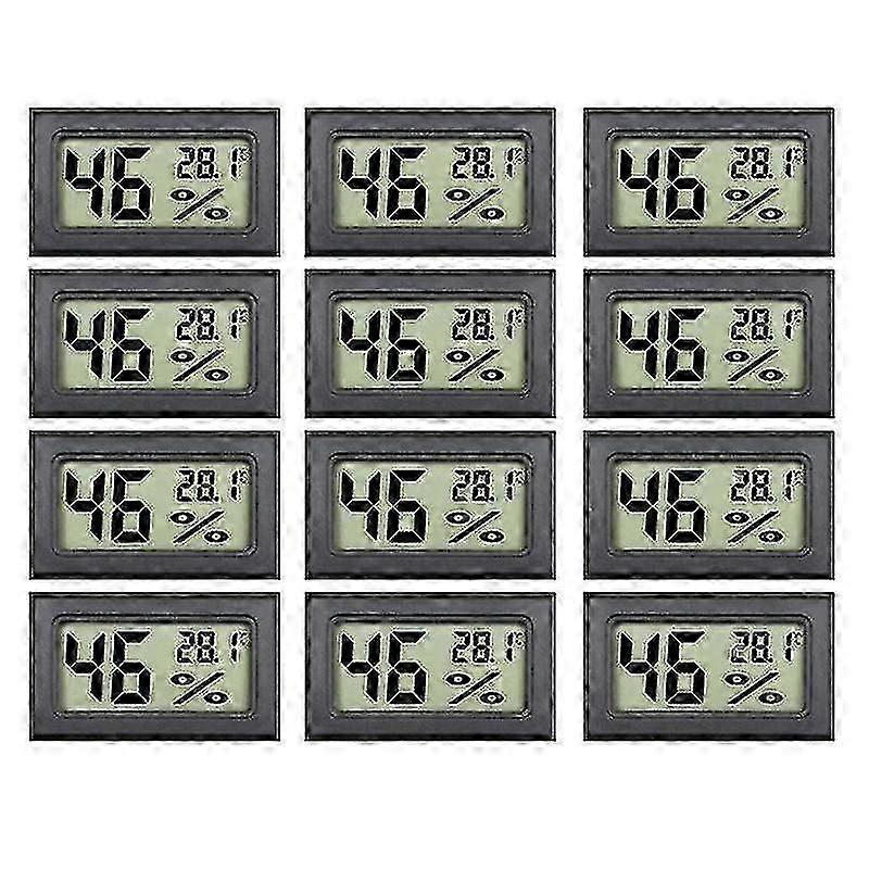 12-Pack Mini Digital Thermometer and Hygrometer with LCD Display for Indoor Climate Monitoring